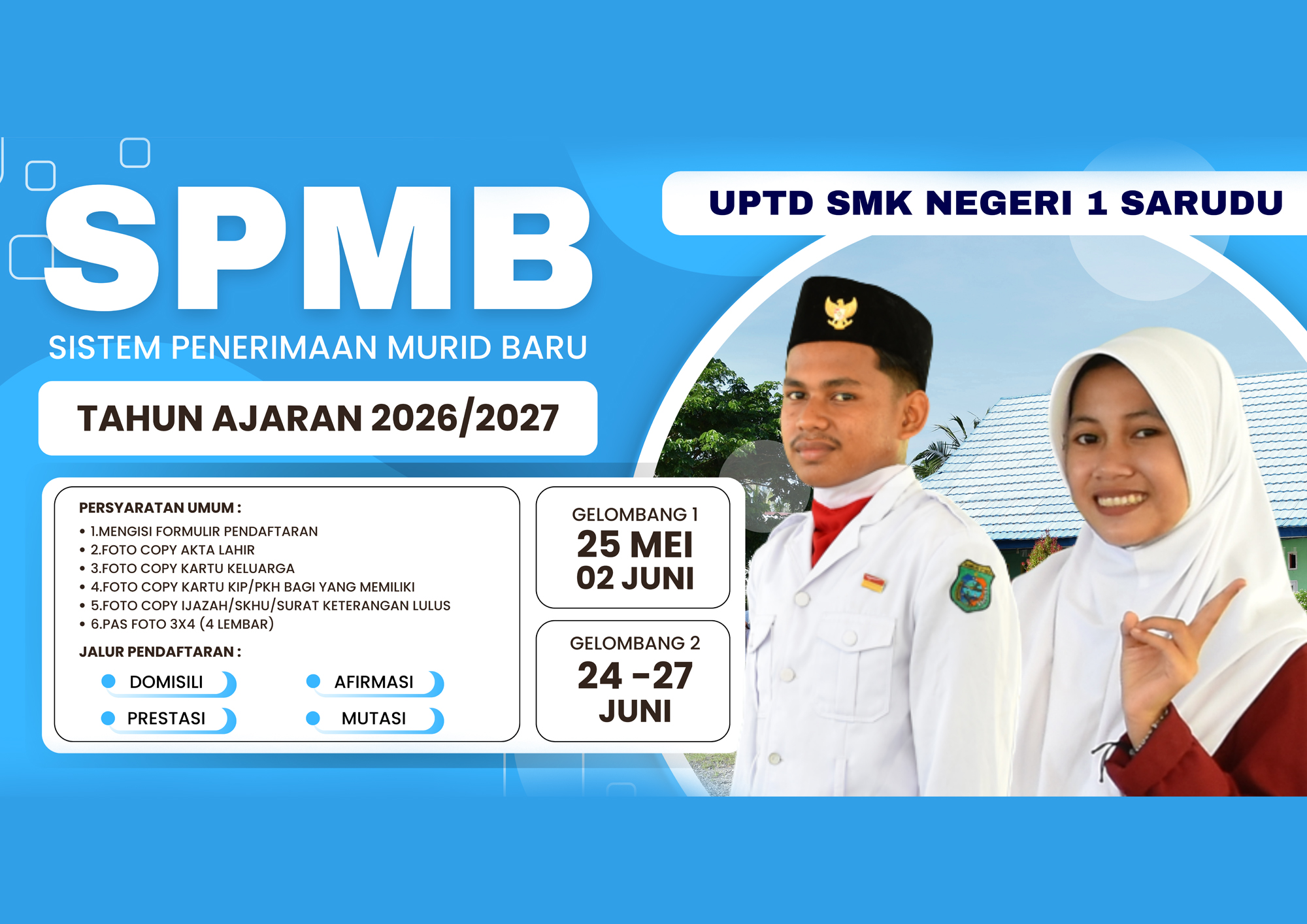 UPTD SMK Negeri 1 Sarudu Buka Penerimaan Murid Baru Tahun Ajaran 2026/2027